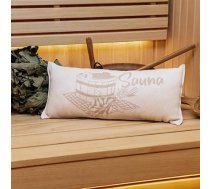 Saunas spilvens, ceļojuma spilvens, kokvilna, 100 % saunas spilvens, 50 x 22 cm, saunas spilvens (bēšs/balts)