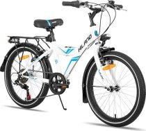 HILAND 16/18/20 collu bērnu velosipēds kalnu velosipēds bērniem MTB zēniem un meitenēm no 4, 5, 6, 7, 8, 9 gadu vecuma ar gaismas bagāžnieku, atbalsta riteņiem/stāvēšanas atbalstu, melns/balts