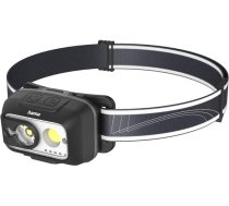 Hama LED uzlādējams galvas lukturis (viegls galvas lukturis ar 500 lūmeniem, 80 m diapazonu, 4 režīmiem, dimmeru, kustības sensoru, regulējams, piemērots skriešanai, kempingam, makšķerēšanai, IP44) melns/pelēks