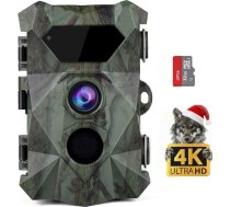 Coolifepro dzīvnieku kamera, 4K video dzīvnieku kamera, 48 MP dzīvnieku kamera ar nakts redzamības kustības sensoru, 35 m noteikšanas diapazons, IP66 ūdensizturīga un 32 GB SD karte dzīvnieku novērošanai, drošībai