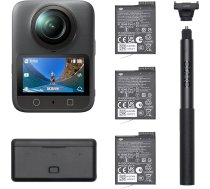 DJI Osmo 360 Adventure Combo – 360° kamera ar 1 collu sensoru, 8K-360° video, 4K/120 fps un 170° redzes leņķi, 120 MP fotogrāfijas, darbības kamera un vlog kamera, magnētiska ātrā nomaiņa, 3 baterijas un uzlādes kārba
