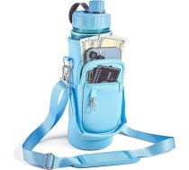 Ūdens pudeles turētājs Ūdens pudeles turētājs ar siksnu 32 oz Regulējama plecu siksna Liela tālruņa somiņa Sling Case Ūdens pudeles piederumi sportam, kempingam, pārgājieniem, ceļojumiem, 907,2 g zils