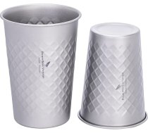 iBasingo Titanium Cup 300 ml un 450 ml vieglākais dzēriena kauss kempingam, āra pasākumiem, ballītēm, metāla kauss alus un sulas kauss, piemērots mazgāšanai trauku mazgājamā mašīnā, bez garšas, ar kaltiem rakstiem (smilšu strūkla T30478D