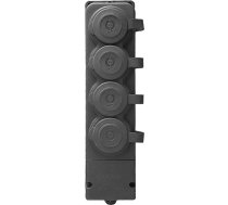 Pret šļakatām un triecienizturīgs sadalītājs, IP44, 4 rozetes 2P+Z, 16A, 230V AC, gumijas, liesmu slāpētājs, schuko versija