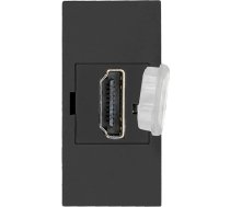NOEN HDMI, 22,5x45 mm HDMI modulārā ligzda ar aizsargvāciņu, melna