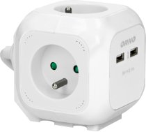 Pagarinātājs 4gang 2P+Z, 2xUSB lādētājs, 1,4m H05VV-F 3x1mm2, balts