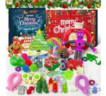 Fidget rotaļlietas Adventes kalendārs 2025, 24 dienu Ziemassvētku atpakaļskaitīšanas kalendārs, Fidget Adventes kalendārs ar 24 gabaliņiem pārsteigumu ballīte no sensorām rotaļlietām bērniem, zēniem, meitenēm, Ziemassvētku ballīšu dāv