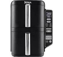 Ninja divpakāpju karstā gaisa fritēze, 7,6 l, digitālā gaisa fritēze ar dubulto grozu, 4 gatavošanas līmeņi, 2 atvilktnes, 2 plaukti, vietas taupošs dizains, 6 gatavošanas funkcijas, 6 porcijas, melna SL300EU