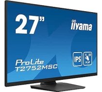 iiyama Prolite T2752MSC-B1 68,6 cm 27 collu IPS LED FullHD 10 punktu daudzpunktu optiski līmētais kapacitatīvais HDMI DP USB 3.2 7H pret pirkstu nospiedumiem melns