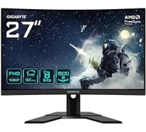 Gigabyte G27FC A 27 collu FHD izliekts spēļu monitors - 1920 x 1080, 1500R, 165 Hz, 1 ms, 250 cd/m², FreeSync Premium, HDMI 1.4, DisplayPort 1.2
