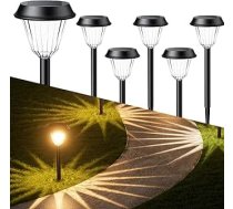 Quntis 6 saules lampu komplekts āra lietošanai, 2 režīmi, saules gaismas, IP65 ūdensizturīgas, saules dārza apgaismojums, silti balts + RGB ceļa apgaismojums, saules gaismas dārzam, patio, zālienam, pagalmam, celiņiem