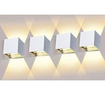 ledmo 4 x LED sienas gaisma iekštelpu/āra 12 W sienas lampas uz augšu un uz leju Regulējams gaismas staru kūlis 3000 K silti balta āra sienas gaisma IP65 ūdensizturīgs balts