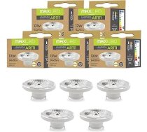 5 LED spuldzes AR111 G53 12 W aizvietošana 75 W halogēnās spuldzes neitrāli balta 4000 K gaismas spuldze 45 grādu gaismas leņķis LED Spot 940 lūmeni AC/DC 12 V starmeši nav dimmējami
