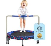 VEVOR Bērnu batuts Āra batuts 36 collu saliekamais batuts ar rokturi Rebounder batuts Dārza batuts mazuļiem Dāvana dzimšanas dienā bērniem vecumā no 3 gadiem 100 kg noslodzes ietilpība Zils