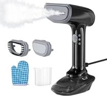 Rokas tvaika gludeklis 1200 W, 30 s ātra uzkarsēšanās, 23 g/min nepārtraukta tvaika plūsma, 300 ml noņemama ūdens tvertne, pārnēsājama tvaika gludināšanas stacija apģērbiem ar piederumiem