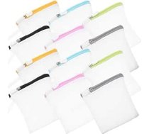 IMIKEYA 12 mini veļas maisiņu komplekts Mazie biezie veļas maisiņi ar rāvējslēdzēju veļas mašīnai Mini tīklveida maisiņš zeķēm apakšveļas veļas piederumiem