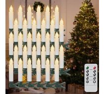 Eldnacele 30 LED pasaku gaismas sveces ar tālvadības pulti, taimeri un reostats, bezvadu sveces ar klipu, bez liesmām, Ziemassvētku sveces eglītei, kāzām, dzimšanas dienai, ballītei