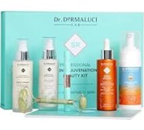 Komplekts Dāvanu kastīte sejai Sievietēm/Vīriešiem Organiskais | Izgaismo, mitrina, aizsargā pret novecošanu | Ar C vitamīna putām, C vitamīna serumu, pastiprinātāju, kolagēna krēmu | Nefrīta veltnis un skropstu serums | Dāvana | AIAB Raž