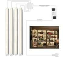 Cefrank LED plauktu apgaismojuma komplekts, 4 x 31cm V formas gaismas josla vitrīnas apgaismojumam - 1200 lūmeni, 12 W, ES kontaktdakša, silti balta 3000K