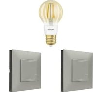 Legrand Valena Next 199223 Paplašināšanas komplekts ar Netatmo: 2 bezvadu apgaismojuma komandas + 1 viedā spuldze E27 Vintage / Aluminium