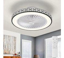 Griestu ventilators ar apgaismojumu 3000 K - 6500 K Dimmable LED 6 ātrumi, atgriezeniska funkcija, griestu ventilatori 1/2/4 stundas, taimeris, noņemams, viegli tīrāms, lampa ar ventilatoru, guļamistaba (melna)