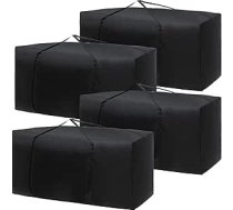 Silkfly 4 Pack Patio spilvenu uzglabāšanas somas āra spilvenu uzglabāšanas maisiņš Extra Large Furniture Cushion Storage Bag Black 420D Oxford Fabric Ziemassvētku eglīte uzglabāšanas maisā