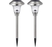 INOOMP 2 Stück Solar Gartenleuchten aus Edelstahl mit Glas LED Landschaftslichter für Außenbereiche wie Rasenfläche Weg Terrasse Energiesparend und Langlebig