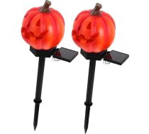 Lurrose Pack of 2 Halloween Solar Garden Lamp Dekoratīva ķirbju grīdas lampa āra saules dārza apgaismojums Halloween dekorēšanai ārā Viegla uzstādīšana un izturīgs pret laikapstākļiem