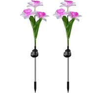 Solarleuchten für Blumen, 2 Solarlampen für Narzissenblüten IP 65 wasserdicht mit 3 Köpfen LED, dekorative Ornamente für Blumen im Freien LED, Solarlampe für Narzissen für die Dekoration von Percors