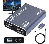 Video ierakstīšanas karte 4K HDMI uz USB 3.0, 1080P 60 Hz audio video ierakstīšanas karte, spēļu ierakstīšanas karte, ātrgaitas 4K HDMI Loop-Out, video ierakstīšanas karte PS4/PC/OBS/Kamera/Streaming/Mācības/Konference