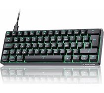 TMKB T61SE spēļu mehāniskā tastatūra ar vācu QWERTZ izkārtojumu, sarkans slēdzis, melna krāsa