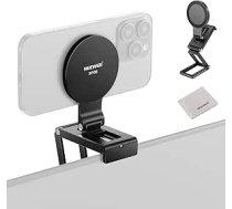 NEEWER Magnētiskais caurlaides kameras stiprinājums darbvirsmas monitoram, Arca tipa pamatne, trīskāršs salokāms galda webkameras statīvs, saderīgs ar MagSafe iPhone iMac Apple TV 4K Mac Laptop Samsung, SP08
