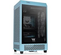 Thermaltake The Tower 200 Turquoise Mini-ITX vertikālā vitrīna ar rūdītu stiklu 2 x CT140 Iepriekš uzstādīts 280 mm AIO Atbalsta GPU līdz 380 mm