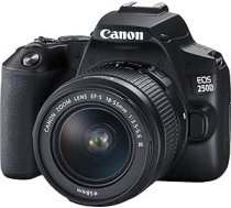 Canon EOS 250D digitālā kamera - ar EF-S 18-55mm 3,5-5,6 IS STM objektīvu (24, 1 megapikseļi, 7, 7 cm (3 collas) Vari-Angle displejs, APS-C sensors, 4K, Full-HD, DIGIC 8, WLAN, Bluetooth), melna