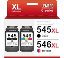 Lemero 545XL 546XL kasetnes, kas ir saderīgas ar Canon printeru kasetnēm 545 546 XL Multipack PG-545 CL-546 priekš Canon Pixma MX495 TS3350 TS3350 TS3150 TS3151 MG2555s MG2550s MG2550s MG3050 MG3051 (melnas/krāsainas, iepakojums