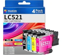 LC521 tintes kasetnes, kas saderīgas ar Brother LC521 LC-521 LC-521 printeru kasetnes, kas saderīgas ar Brother DCP-J1260W DCP-J1310DW DCP-J1313DW DCP-J1313DW DCP-J1360DW DCP-J1460DW printeri (BCMY)