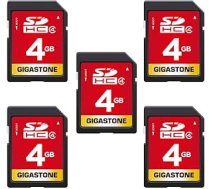 GIGASTONE 4 GB SD karte 5 Pack SDHC 4. klases atmiņas karte foto, video, mūzikas, balss ierakstīšanai, DSLR kamerām, videokamerām, videomagnetofoniem, ierakstītājiem, PC, Mac un POS sistēmām (5 gab.)