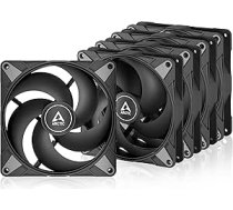 ARCTIC P14 Max (komplektā 5) - datora ventilators, augstas veiktspējas 140 mm korpusa ventilators, PWM regulējams, 400-2800 apgr./min, optimizēts statiskajam spiedienam, 0 dB režīms - melns