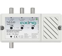 Axing TVS 5-03 vairāku diapazonu pastiprinātājs 33 dB antenas pastiprinātājs Triple Radio TV FM DAB+ DVB-T2