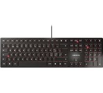 CHERRY KC 6000 SLIM, īpaši plāna dizaina tastatūra, Šveices izkārtojums (QWERTZ), vadu (USB-A ports), klusie taustiņi, izturīgs marķējums, melns