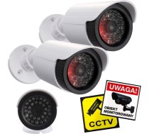 Divu fiktīvo kameru komplekts ir1800 wt white, 2xaa barošanas bloks, abs, ir led gaismas diodes