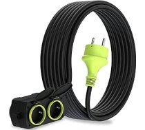 MutecPower 10 m pagarinātājs ar 4 Schuko kontaktligzdām izmantošanai ārpus telpām IP44 H05RR-F3G 1,5 mm² pagarinātājs ar 4 aizsargkontaktu kontaktligzdām 4virzienu āra sadalītājs 10 m melns/zaļš