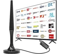 DVB-T2 antena ar iekšējās sienas slēdzi - HDTV ziemas antena, 500KM Reichweite un 360° Rundumempfang, Mit Magnetfuß, Unterstützt 4K 1080P DVB-T/T2 Alle TV-Geräte