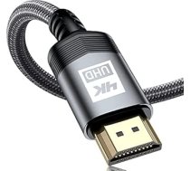 sweguard 4K HDMI 3 metru kabelis, HDMI 2.0 uz HDMI kabelis 4K @ 60Hz 18Gbps, neilona pīts kabelis, zeltīti savienotāji ar Ethernet/Audio atgriezenisko kanālu, saderīgs ar 4K UHD 2160p, HD 1080p, Xbox PS4 (pelēks)