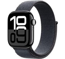 Apple Watch Series 10 [GPS, 42 mm] - Alumīnija korpuss Diamond Black ar cilpas sporta siksniņu melnā krāsā, viens izmērs (Atjaunots)