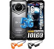 DOOGEE S200 X 5G āra mobilais tālrunis bez līguma, 32GB + 512GB/2TB MTK 7050 izturīgs viedtālrunis, 10100mAh, 6,72 collu FHD + 120Hz, 100MP + 20MP, 1,32 collu AMOLED aizmugures ekrāns, IP68/NFC/Face ID/AI