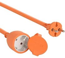 Electraline 20857038F Dārza aizsargkontaktu pagarinātājs - 25 m kabelis - Oranžs - Plastmasas kabelis - IP20 / Pagarinātājs ar bērnu drošības slēdzeni / Eiropas 2 kontaktu kontaktdakša 16 A, 25 m