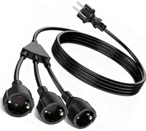 30 cm kabeļa pagarinātājs, kabeļa pagarinātājs ar 3 ligzdām, 3-in-1 Schuko 250 V/16 A, 3 x 1,5 mm² kabeļa pagarinātājs, vairāku kontaktligzdu pagarinātājs mājai, birojam, noliktavai