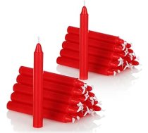 COM-FOUR® 40 x vaska eglīšu sveces, Ziemassvētku eglīšu sveces, piramīdas formas sveces Ziemassvētkiem, mazas sveces, diametrs 11 x 105 mm (iepakojumā 40 gab., sarkanas)