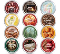 Aromatizētas sveces Ziemassvētki, dabīgais sojas vasks, aromātisko sveču dāvanu komplekts, Ziemassvētki, 12 smaržu aromātiskās sveces